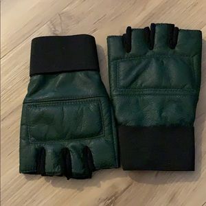 Green leather gloves